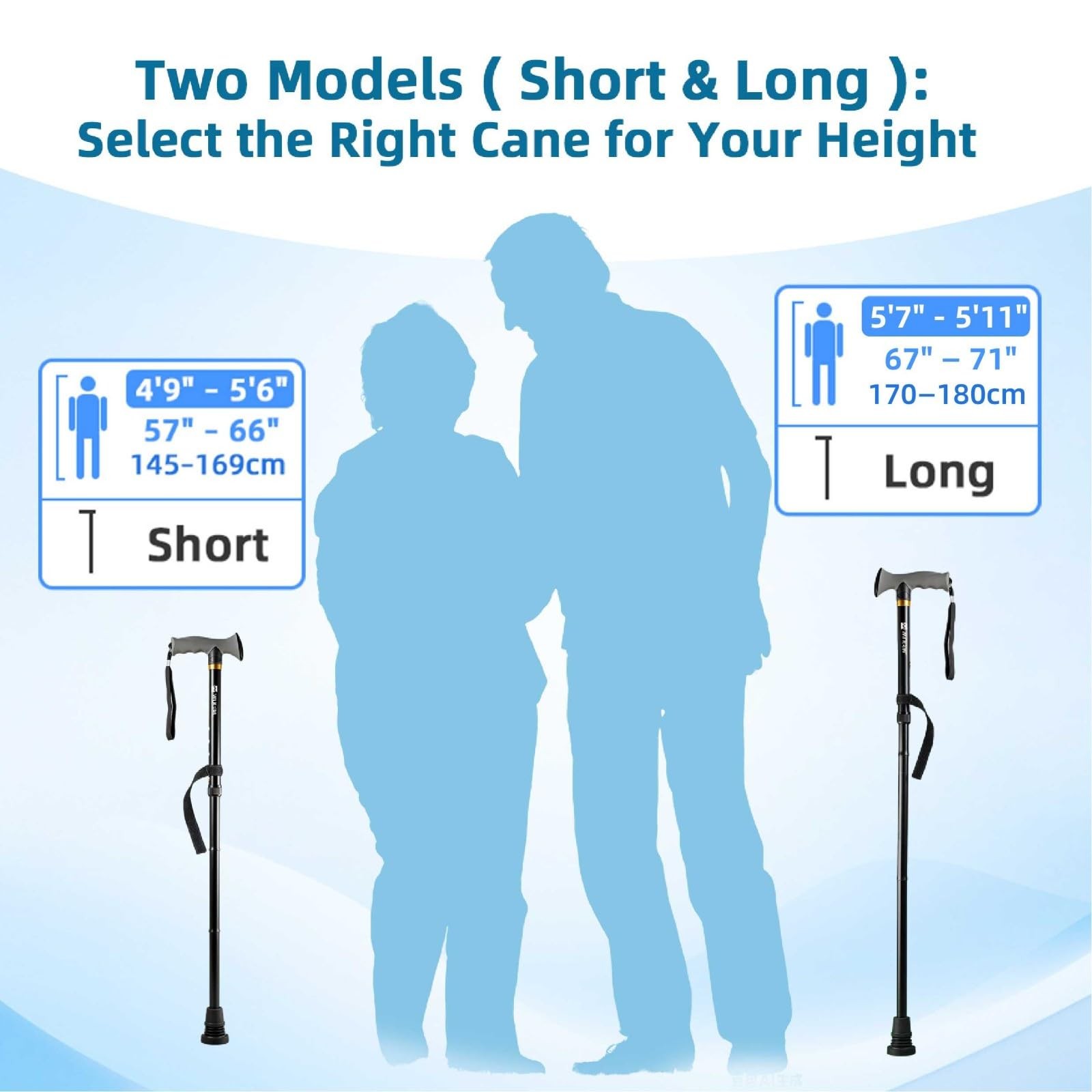 AllTerrain Folding Walking Cane Lightweight ShockAbsorbing Adjustable 300lbs