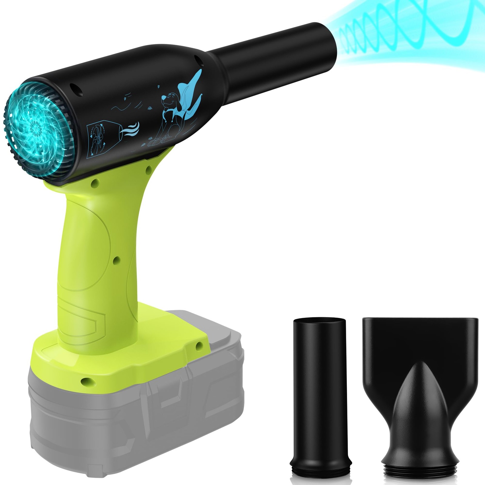 Jet Dry Blower 500W Compatible with Ryobi 18V Battery, High Power 400G Wind S...