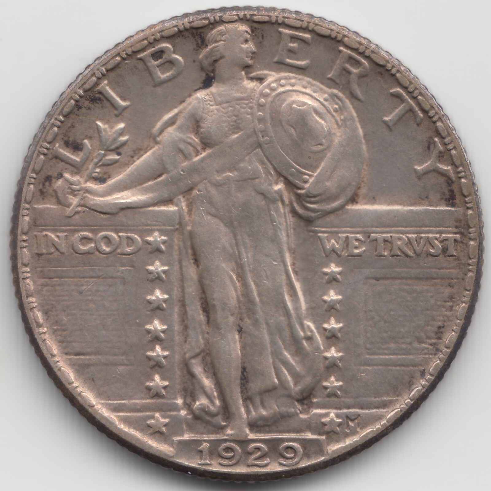 1929 Standing Liberty Quarter, AU, whizzed