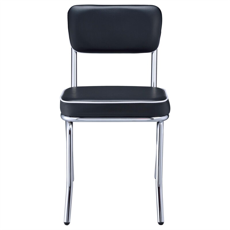 Coaster Retro Dining Side Chair in Black and Chrome (Set of 2)