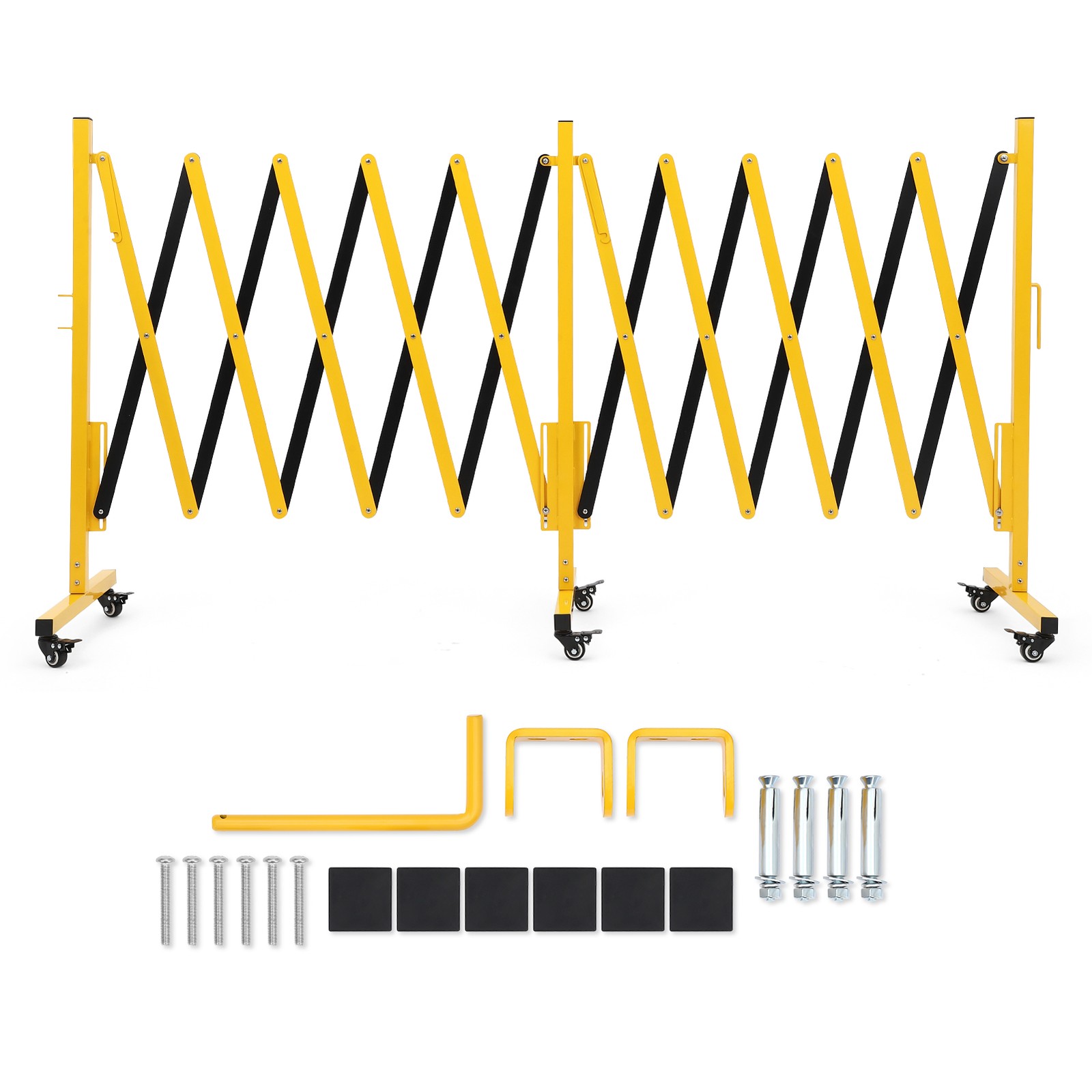 16ft Retractable Metal Barricade Gate, Mobile Temporary Safety & Traffic Control