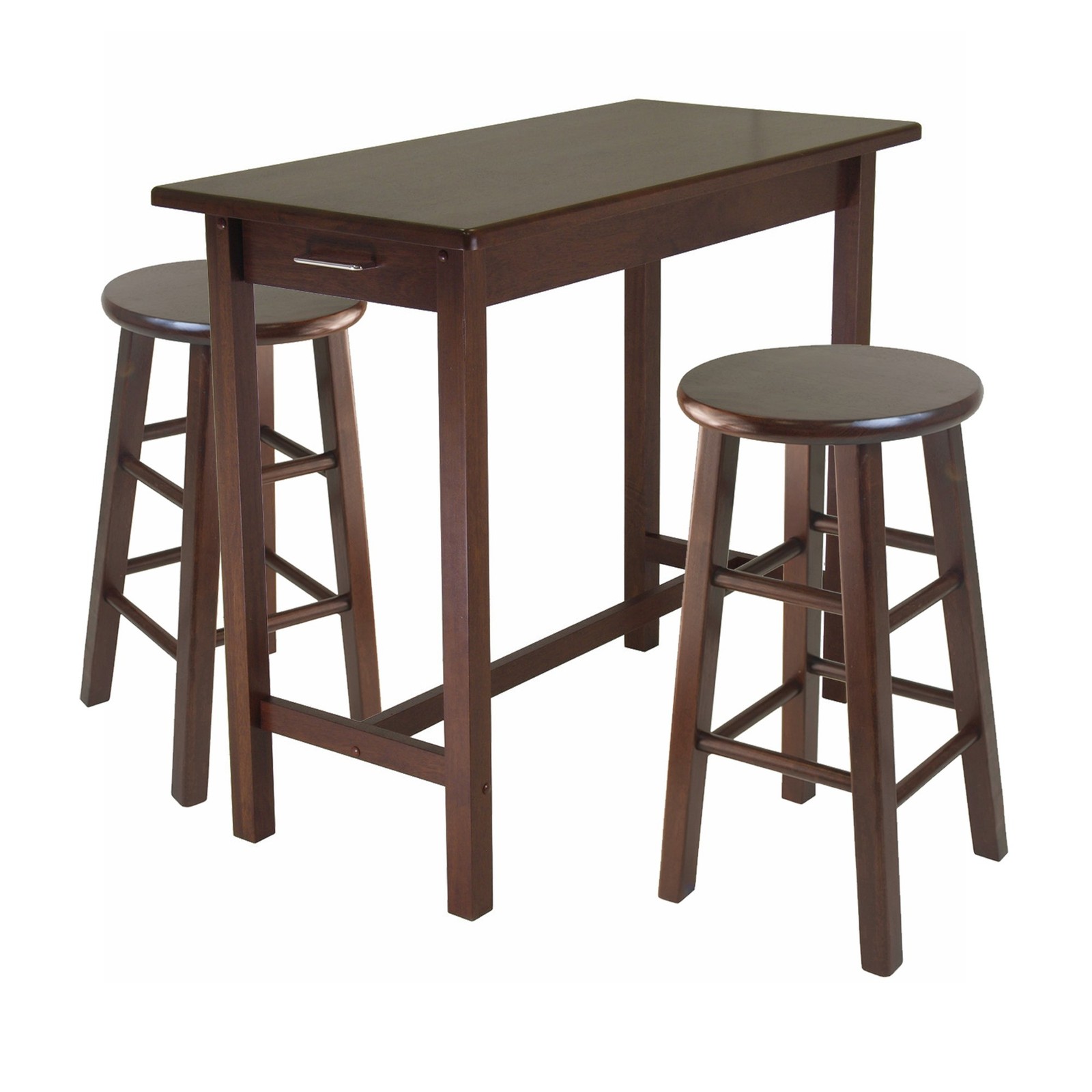 Winsome Sally 3-Piece Counter Height Solid Wood Dining Set in Antique Walnut