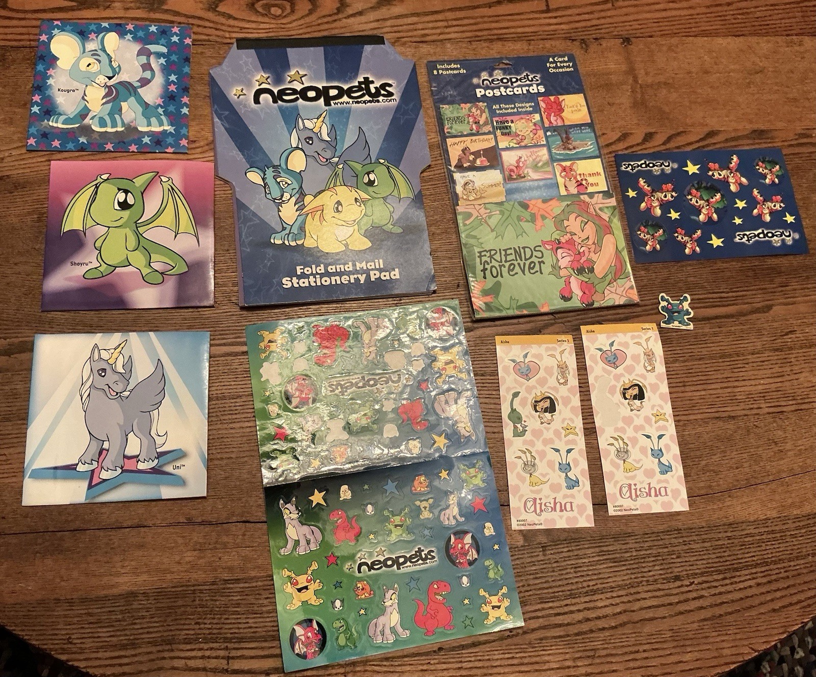 Neopets CD Sleeves Kougra Aisha Stickers Postcards Stationary