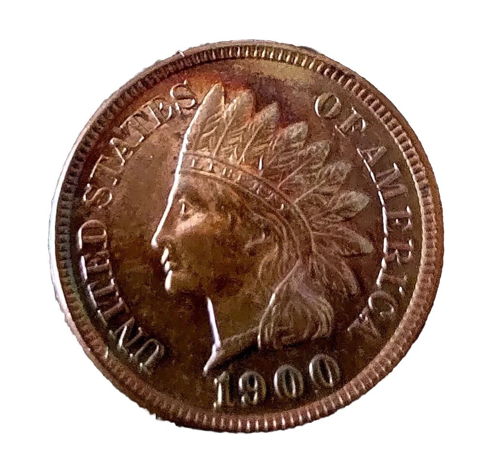 1900 Indian Head Cent High Grade Natural RAINBOW Toning
