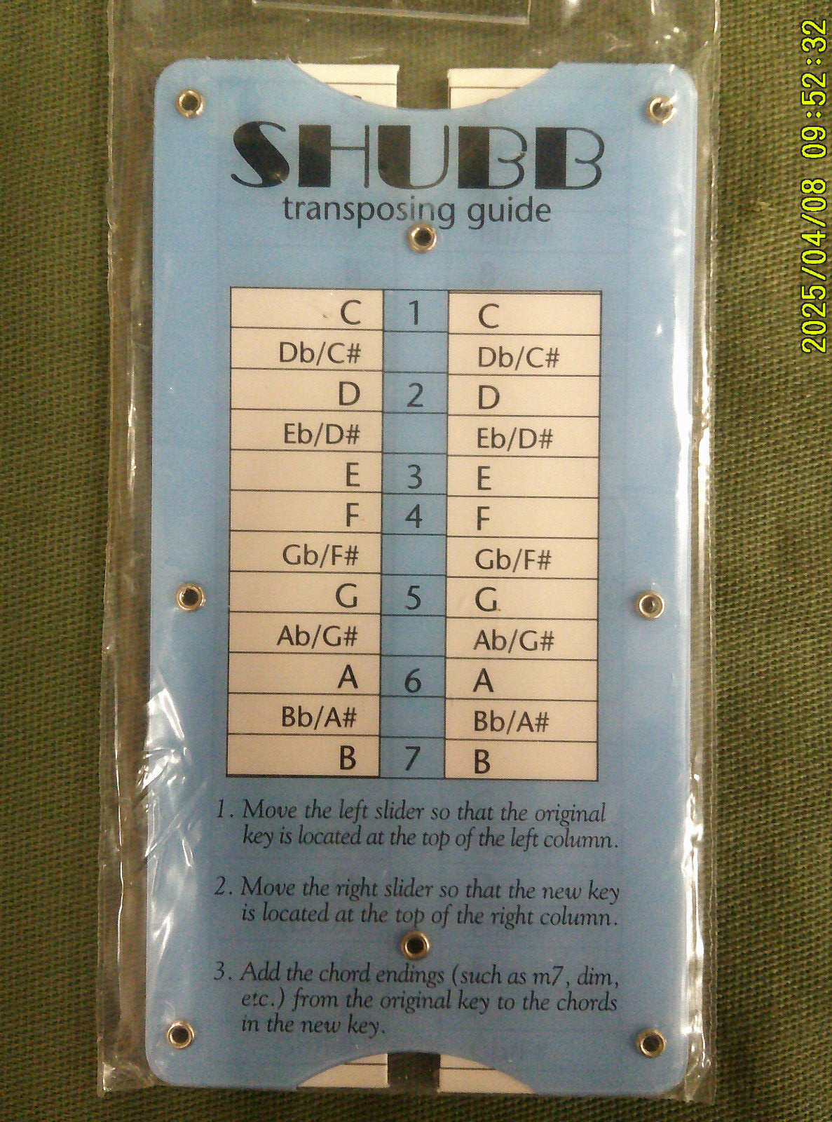 Shubb Transposing And Capo Placement Guide (V20889)