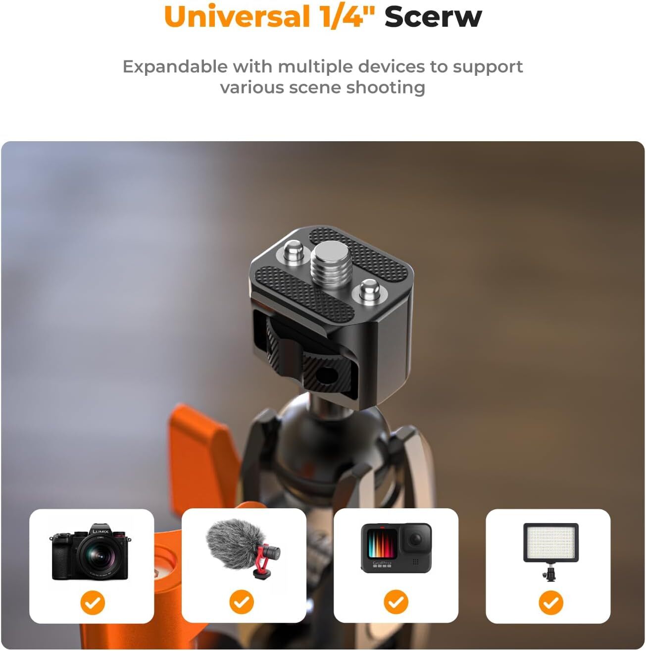 K&F Concept Multi-Functional Super Clamp with Ballhead Magic Arm fr GoPro Camera