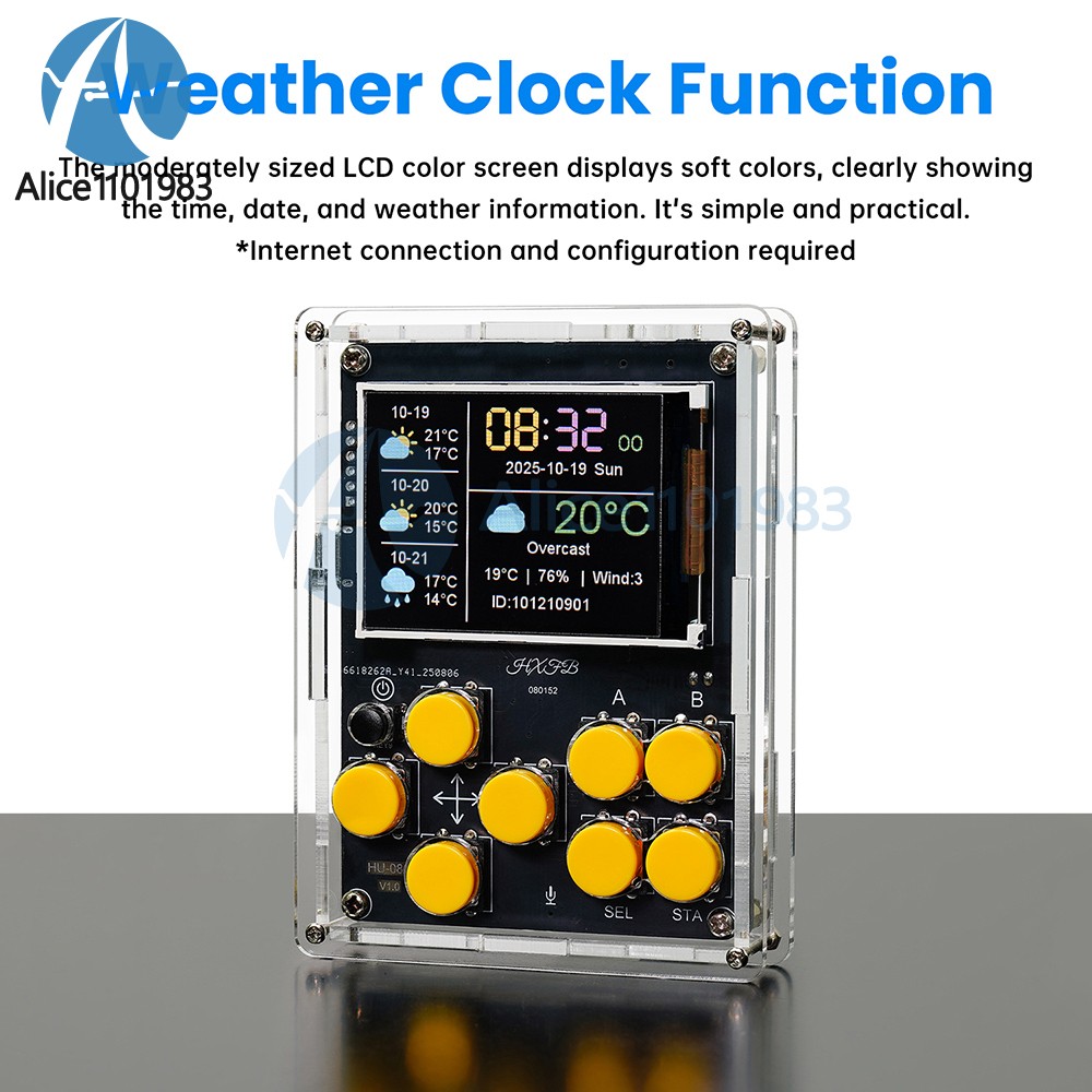 LCD Game Console DIY Kit Multifunction Weather Clock Xiaozhi AI Robot Soldering
