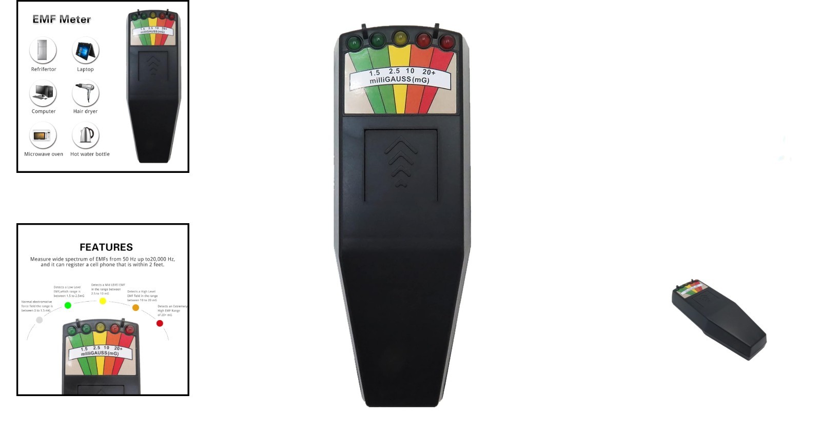 Compact Electromagnetic Field Detector - 0-20mG, Lightweight & Easy to Use