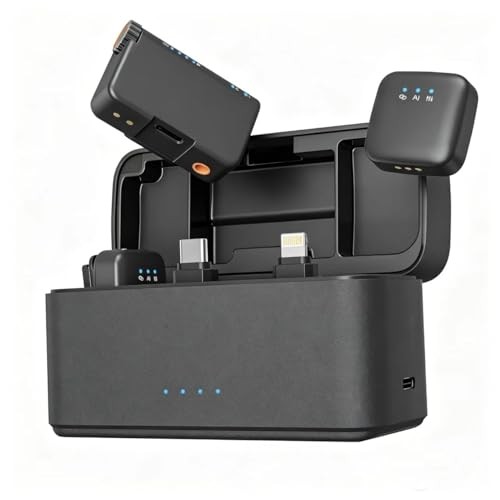 Wireless Lavalier Microphone for iPhone/Android/Camera, Mini Mic soot black
