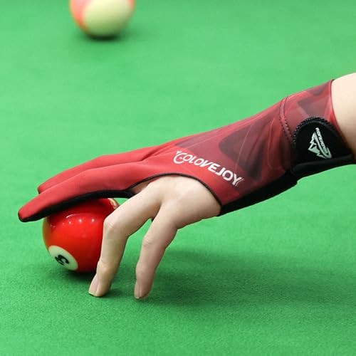 Red 3 Finger Pool Gloves for Left Hand - Billiards - Red