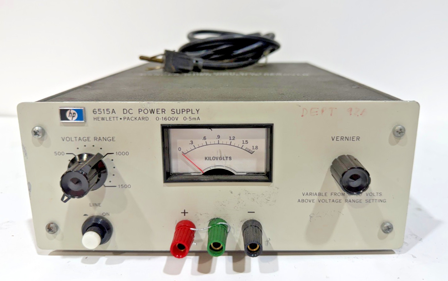 HP 6515A High Voltage DC Power Supply – 0–1600 VDC, 0–5 mA