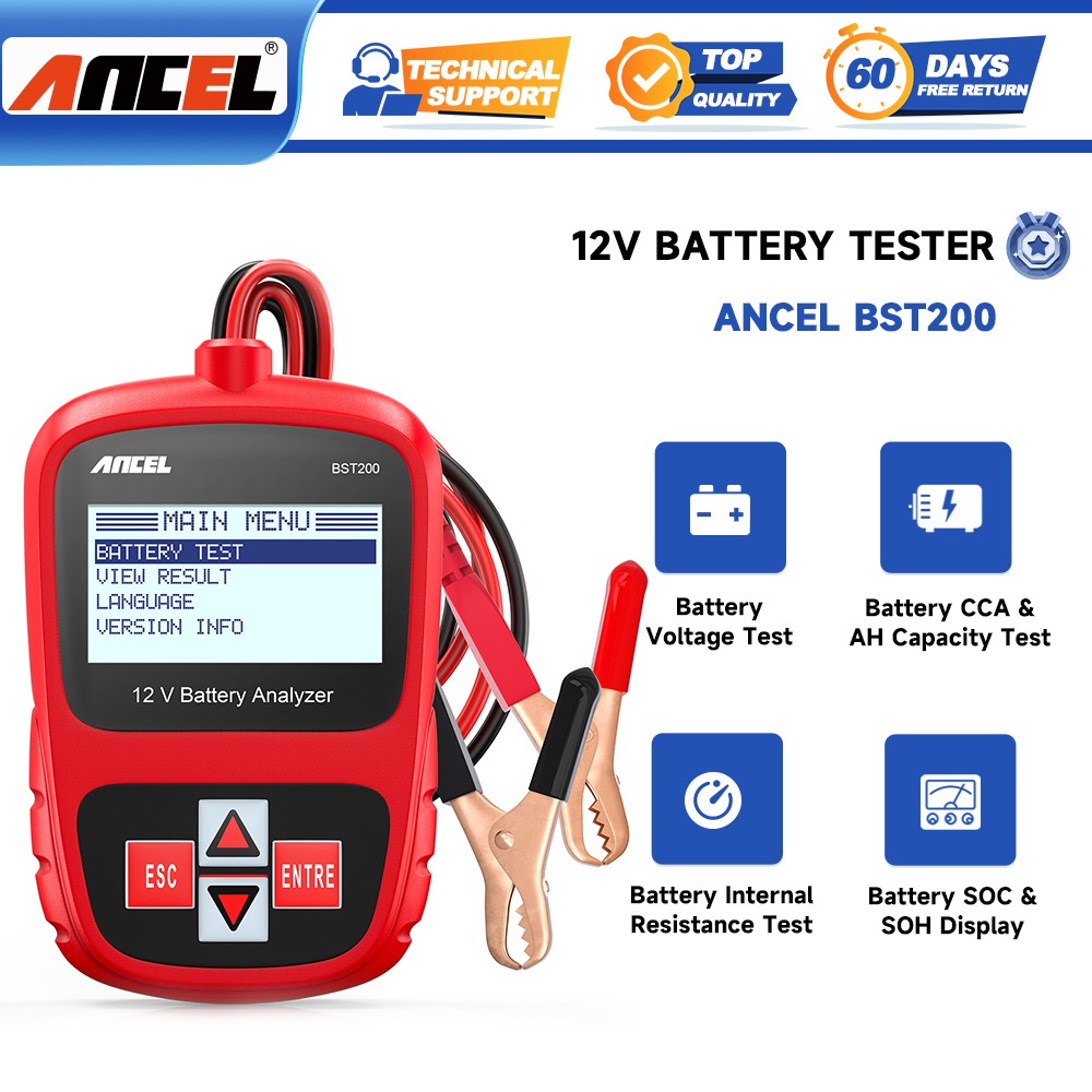 ANCEL BST200 Car Battery Tester 12V Battery Analyzer Voltage Test 100-1100 CCA