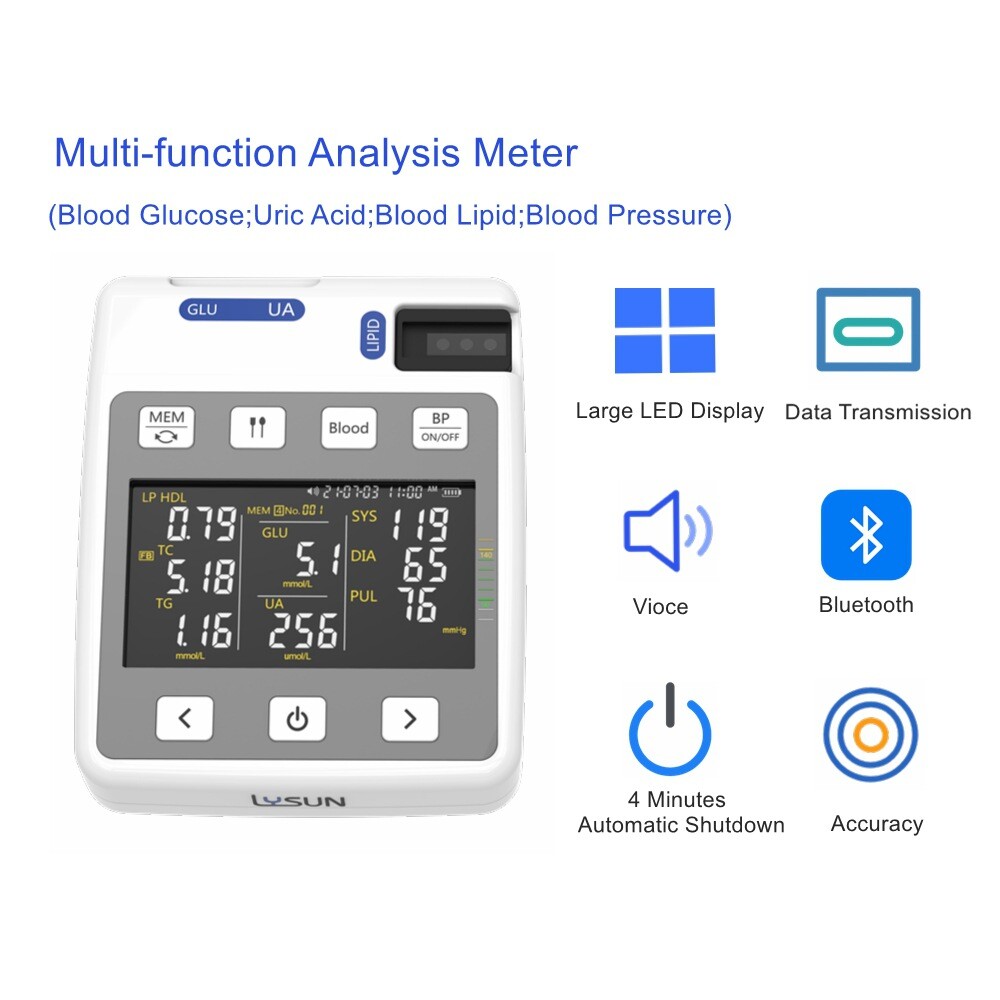 3IN1 Blood Glucose Uric Acid Blood Lipids meter Monitoring Device 50pcs GLU