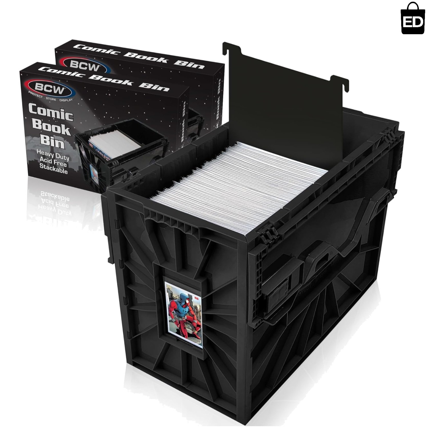 Impact Resistant Comic Book Bins - 2 Pack, 150 Comics, with Movable Partitions