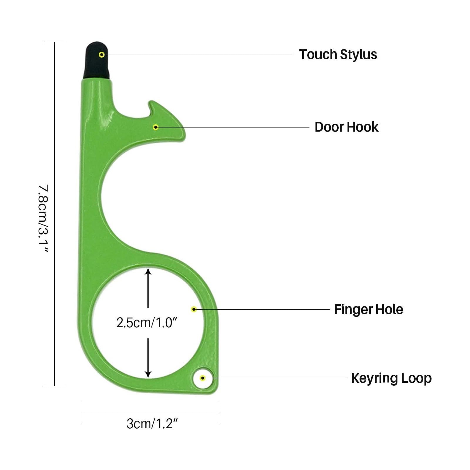 No Touch Door Opener Tool 6 Pack - Premium Multitool Keychain with Touchscree...