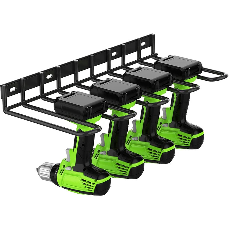 Drill Holder, Power Tool Organizer, Wall Mount 4 Cordless Metal Shelf Holder