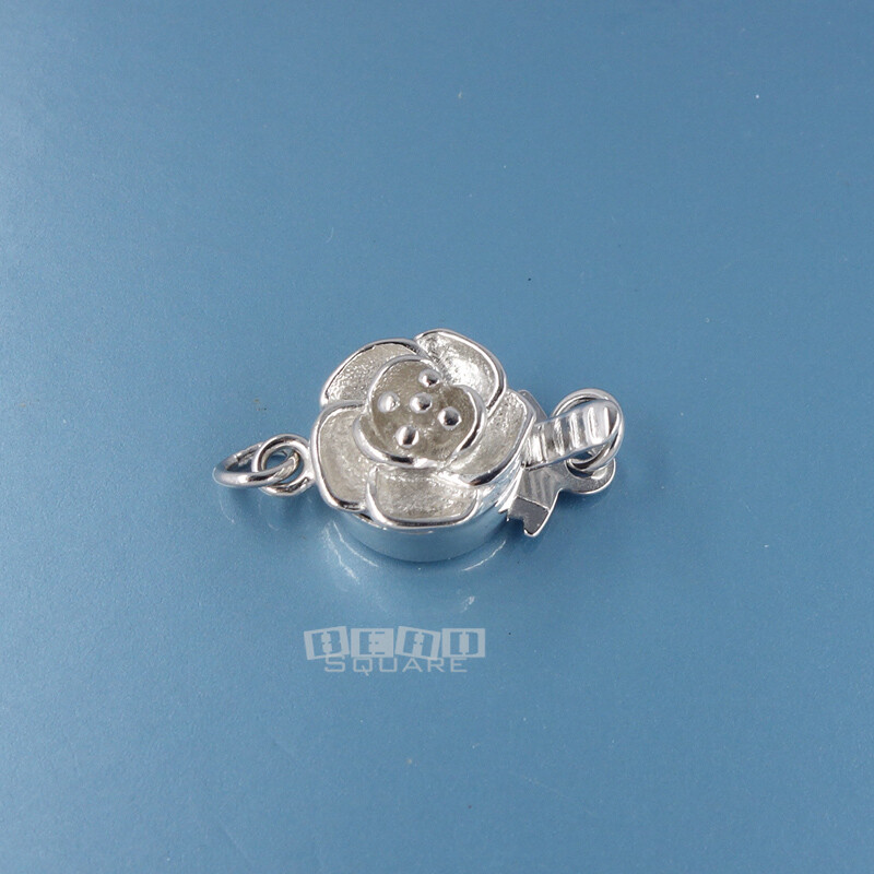 Rhodium Plated Sterling Silver Floral Box Clasp w/ Soldered Jump Rings #33201