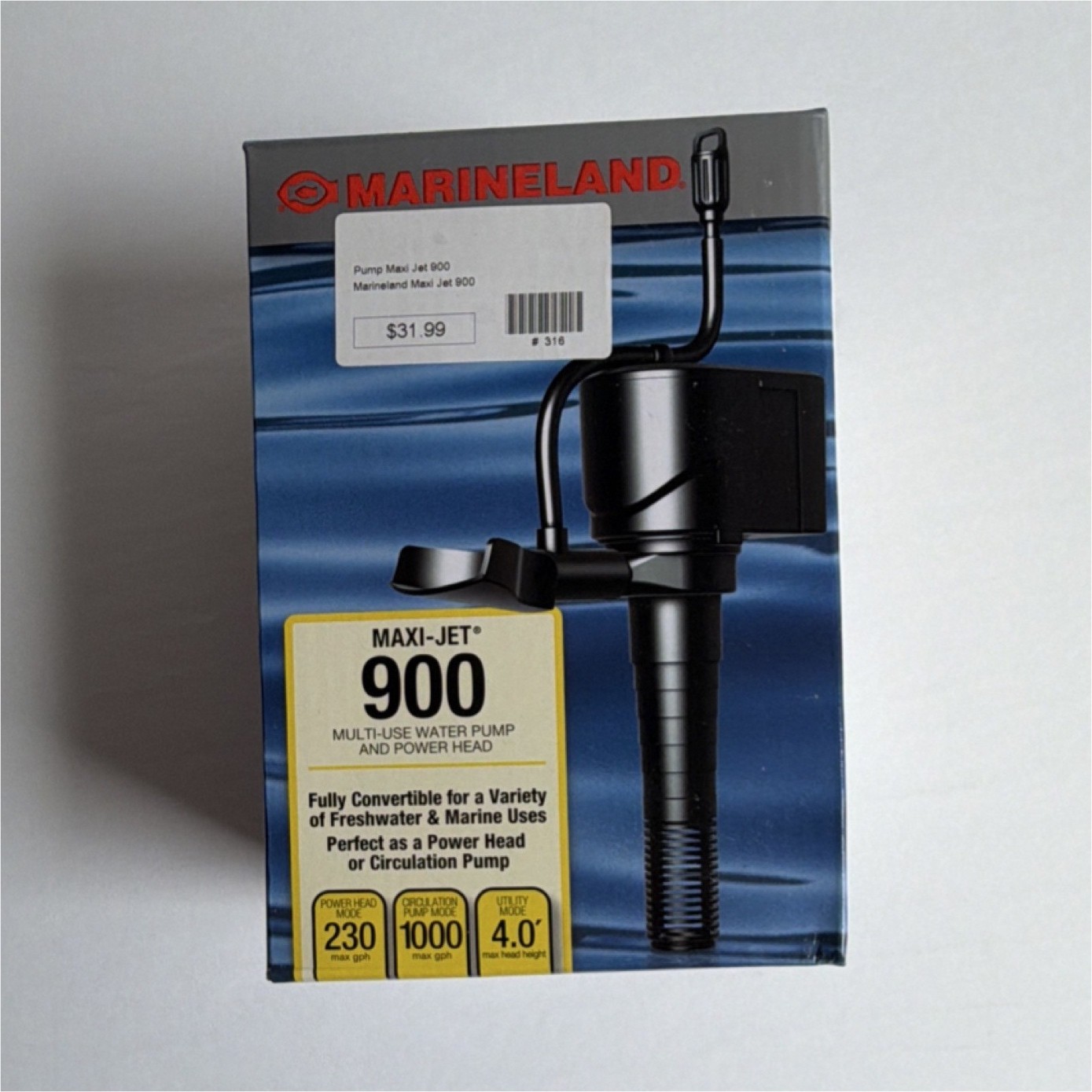 Marineland Maxi-Jet 900 Multi-Use Aquarium Water Pump Fresh Marine 230/1000 GPH