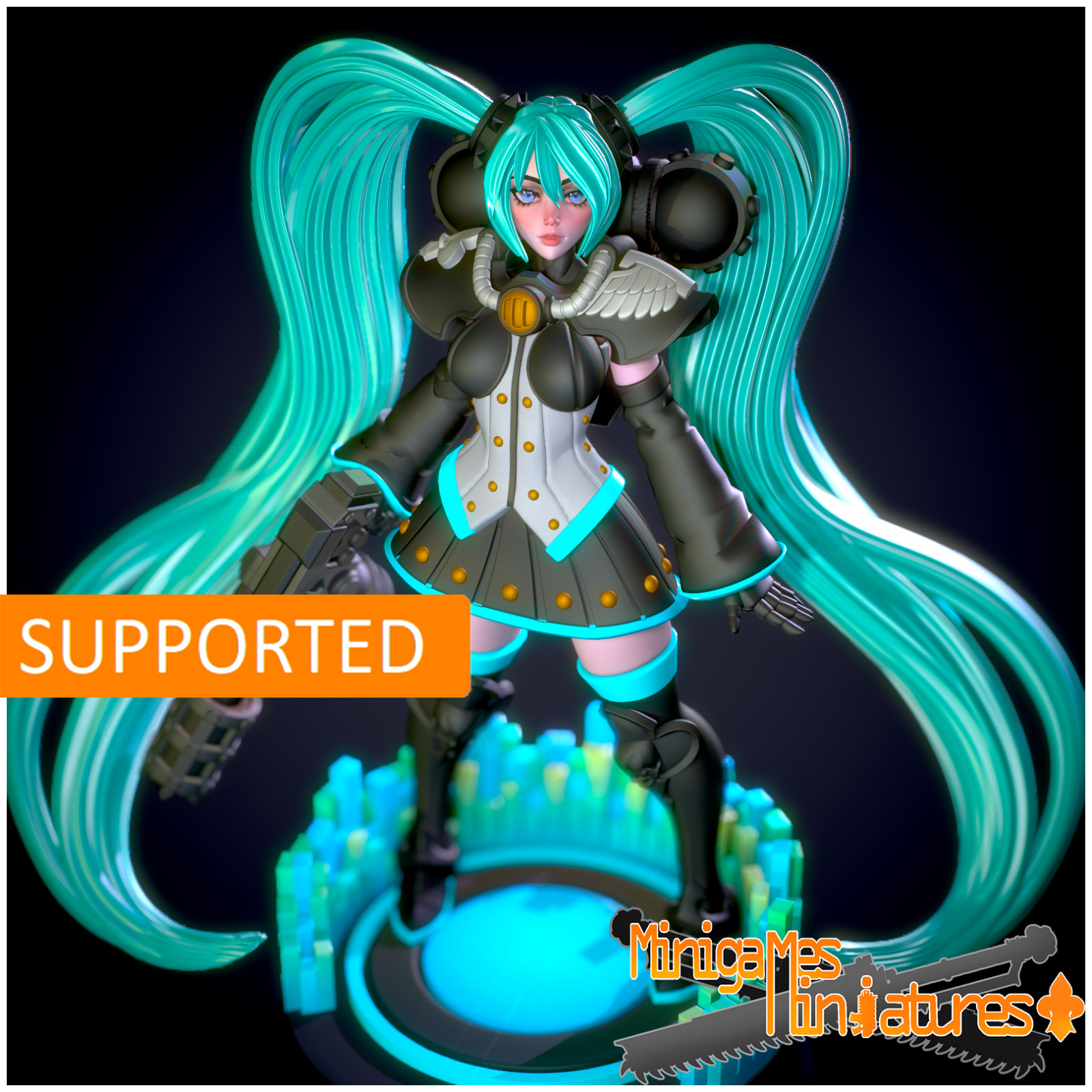 Space Nuns Sister Miku miniature by Minigames Miniatures. 28-32mm print