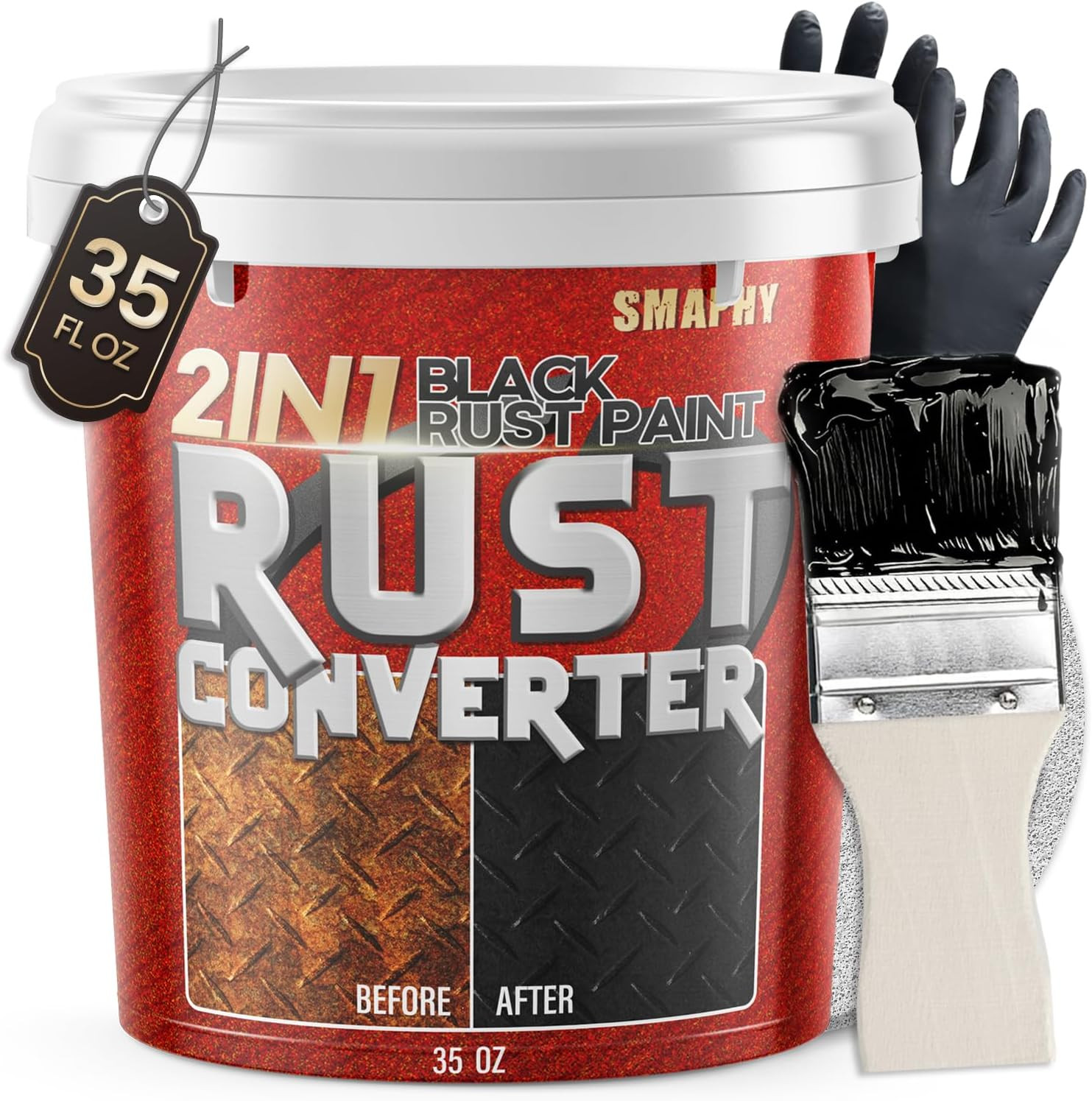 2 in 1 Rust Converter Paint & Metal Primer (Black), 35 oz Anti Rust Paint, Ultra