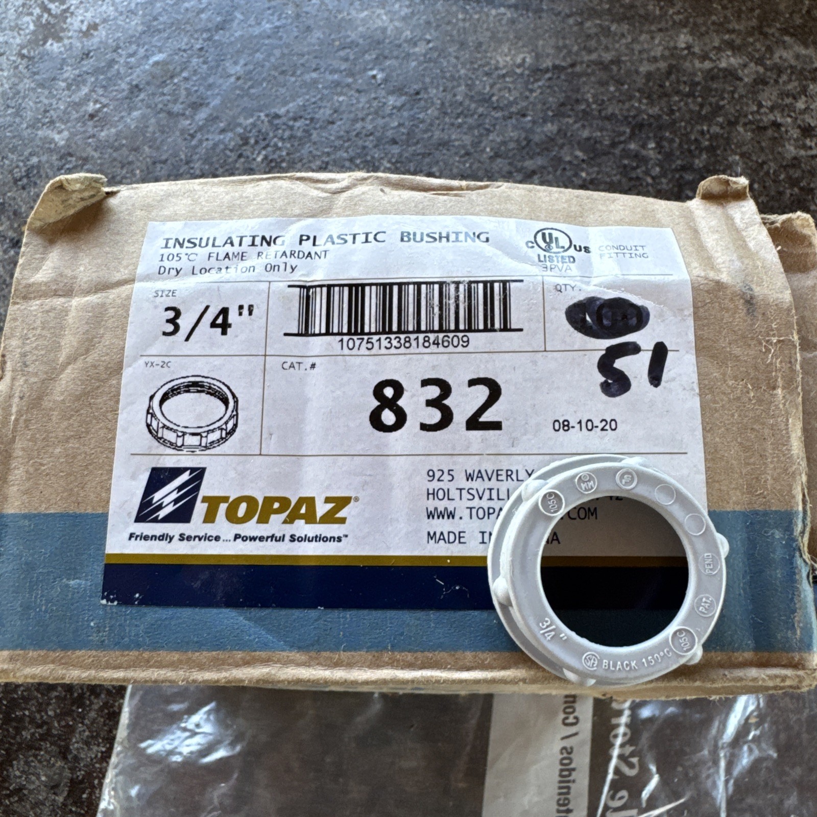 Topaz 832 Insulating Plastic Bushings 3/4” Qty 51