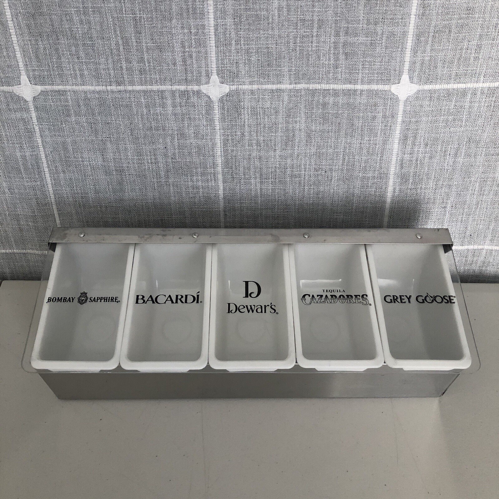 Bacardi Grey Goose Condiment Tray Bar Caddy 6 Compartments Garnish Station Fruit