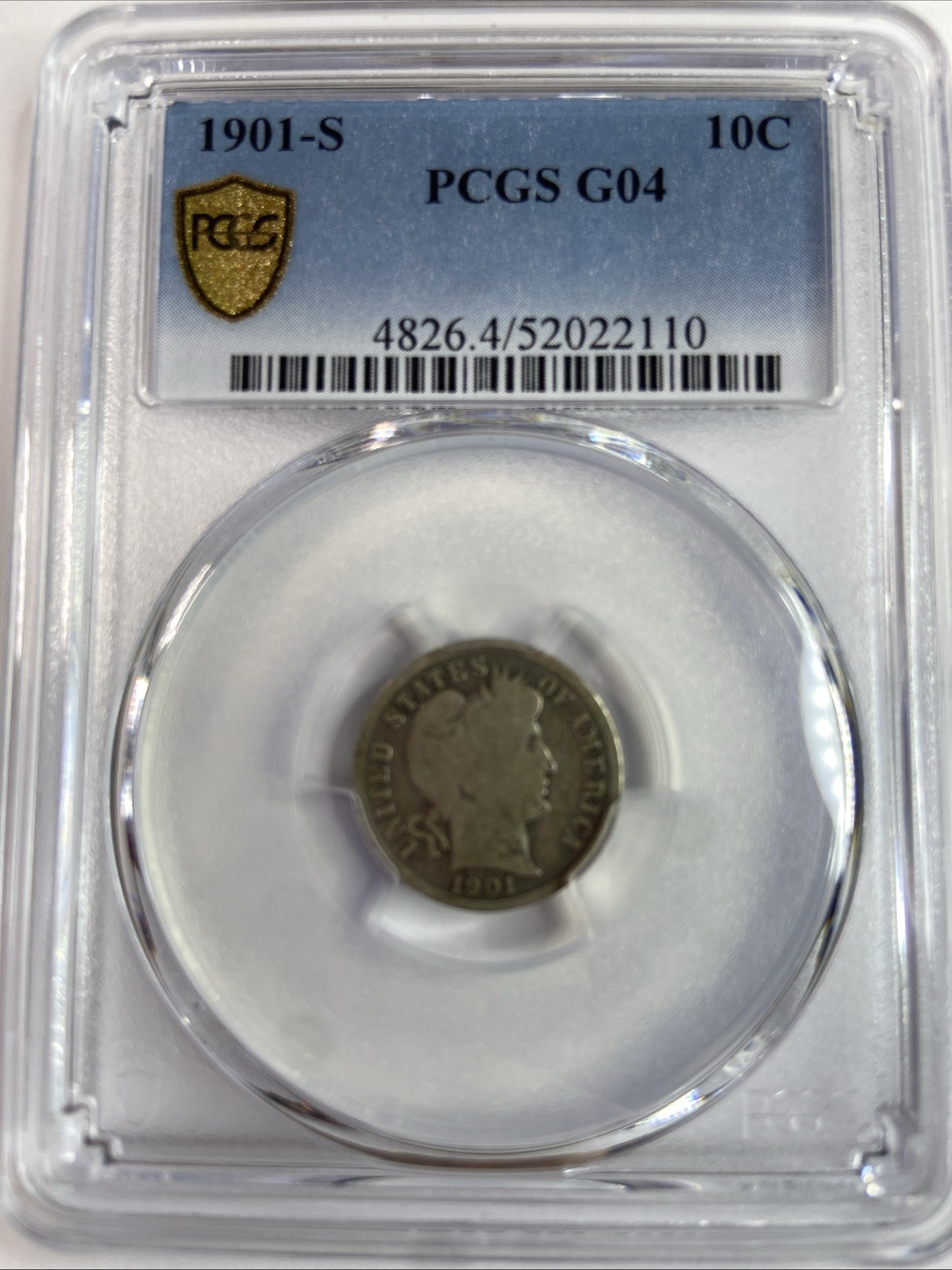 1901-S Barber Dime graded G04 by PCGS KEY DATE