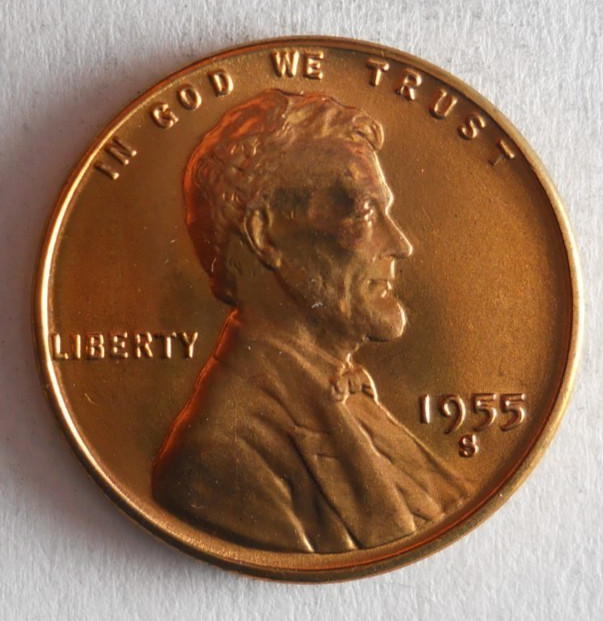 1955 S UNITED STATES WHEAT PENNY - AU/UNC - FREE SHIPPING - LC 133
