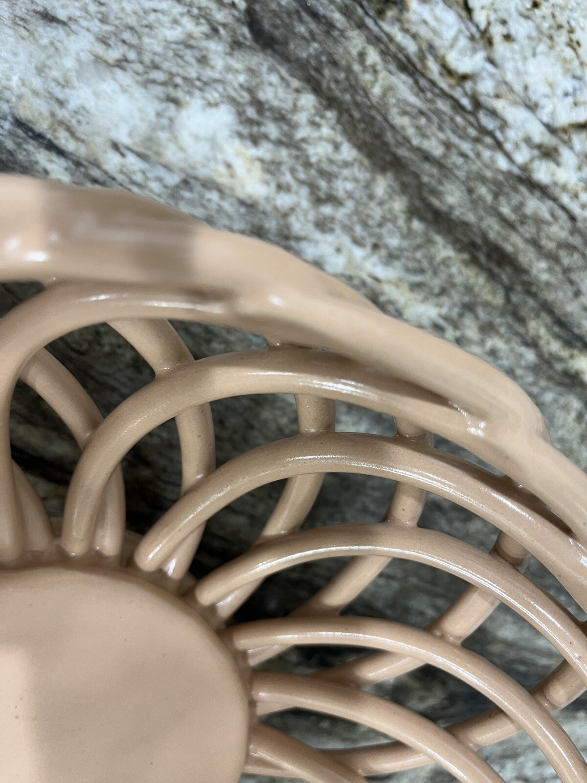 Glazed Pottery Stoneware PINK Bread Basket 10”diameter RARE