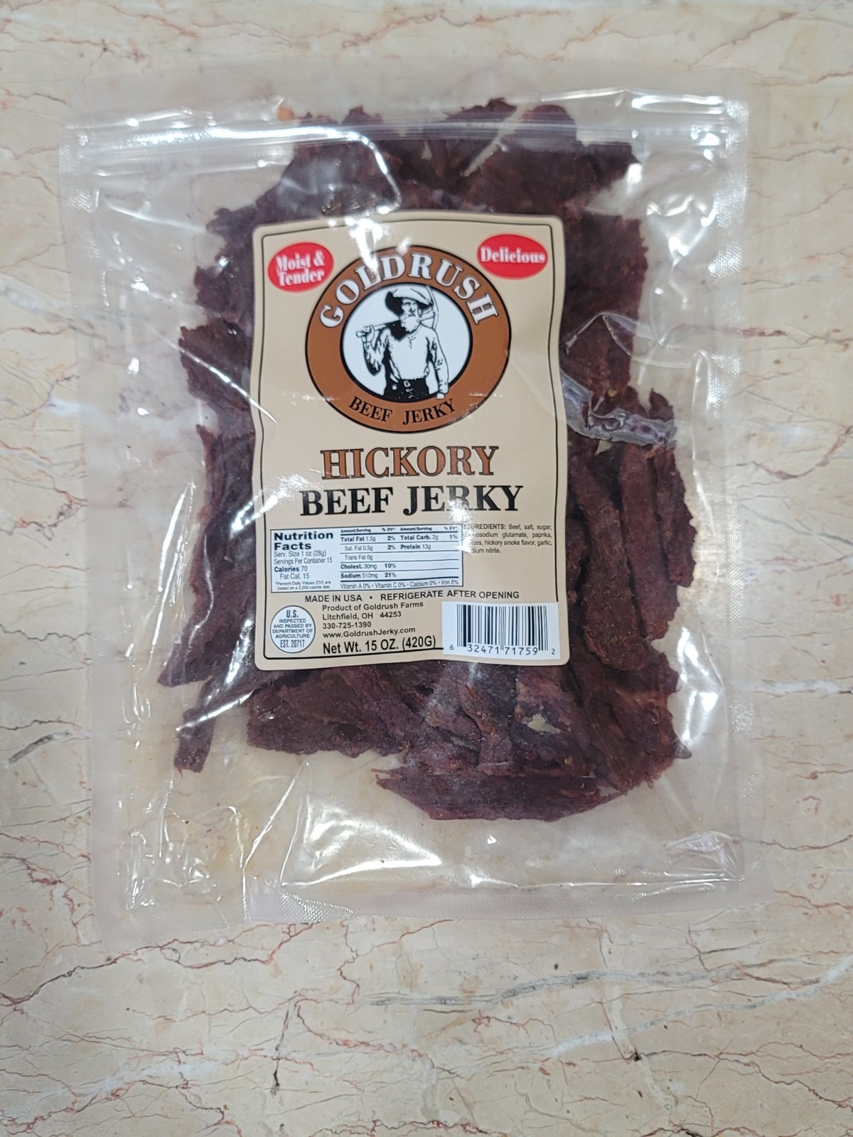 GOLD RUSH **Moist & Tender** HICKORY Flavor Beef Jerky 15 oz.
