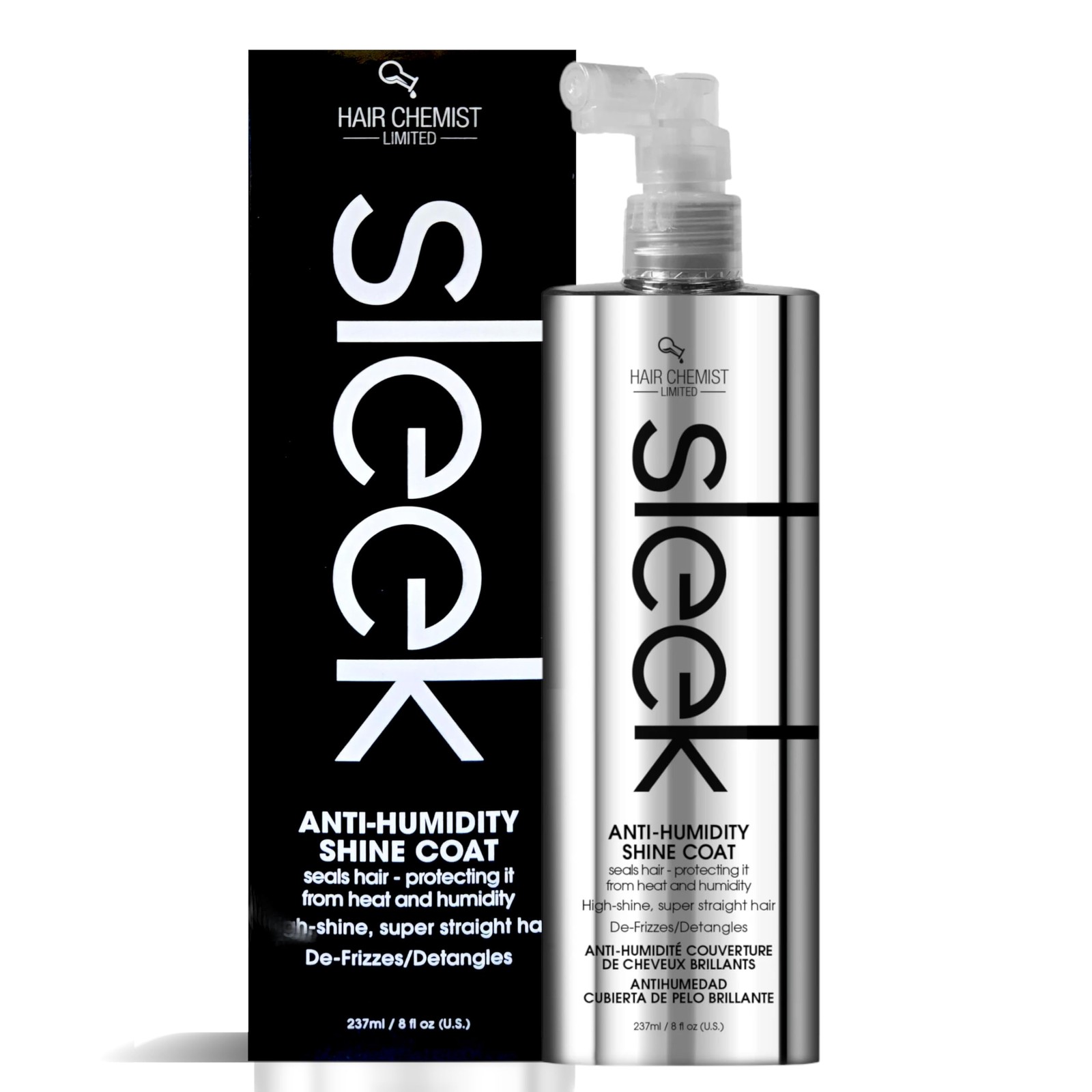 SLEEK Anti Humidity Hair Spray 8oz Frizz Control Shine Coat for Straight Hair