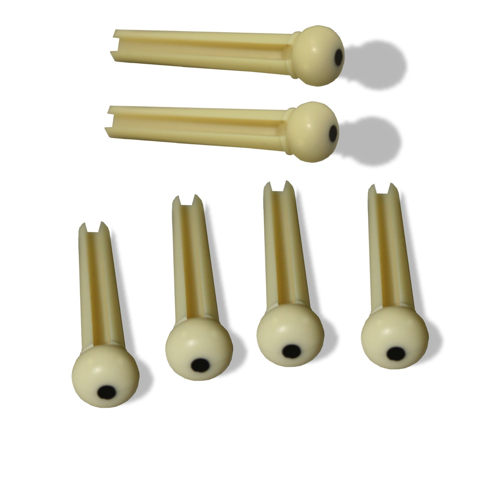 Bridge Pin Set Ivory with Black Dot 5mm Slotted Bulk 60 pack 080691IVBK-60P