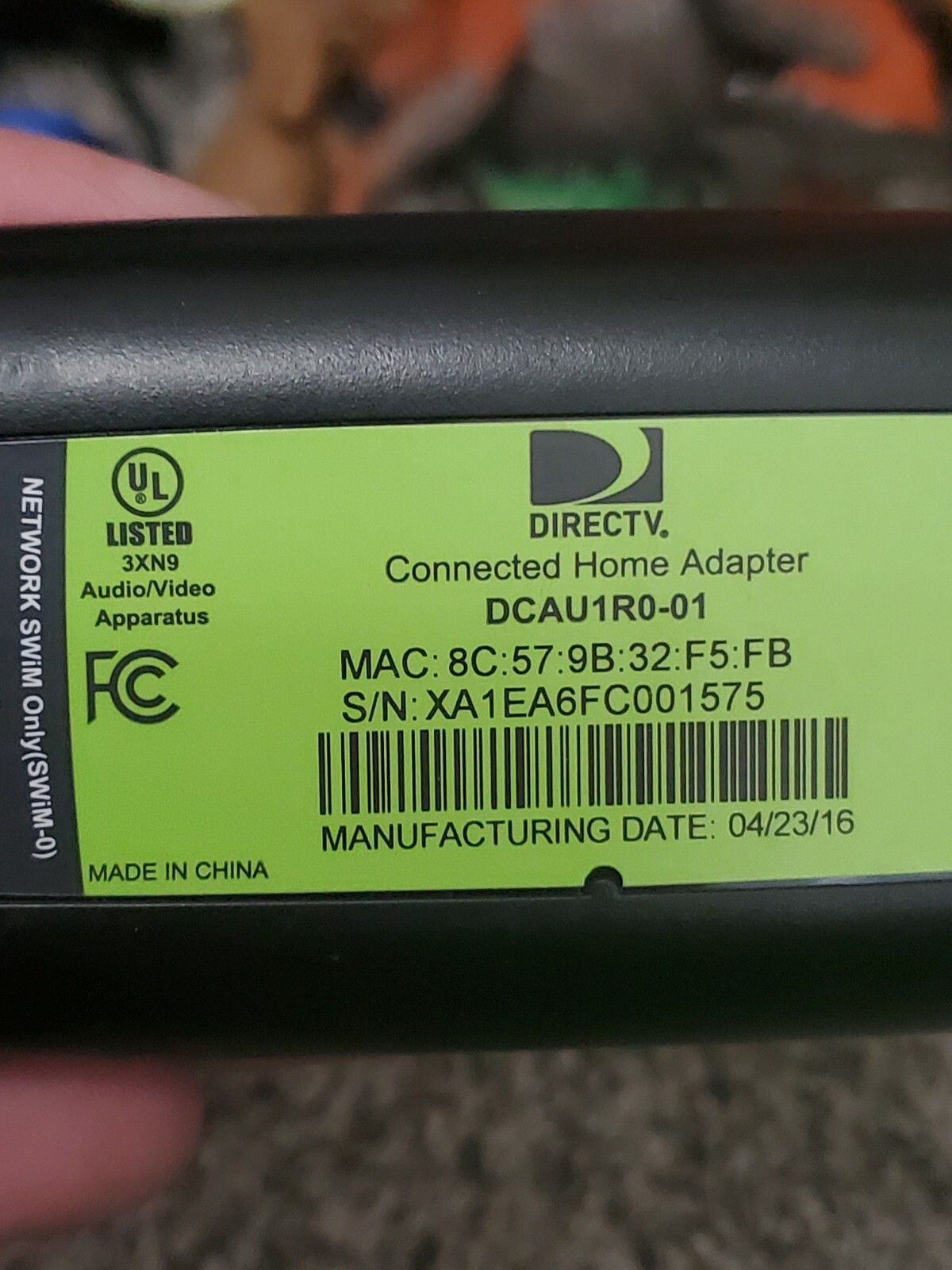 DIRECT TV CONNECTED HOME ADAPTER DCAU1R0-01