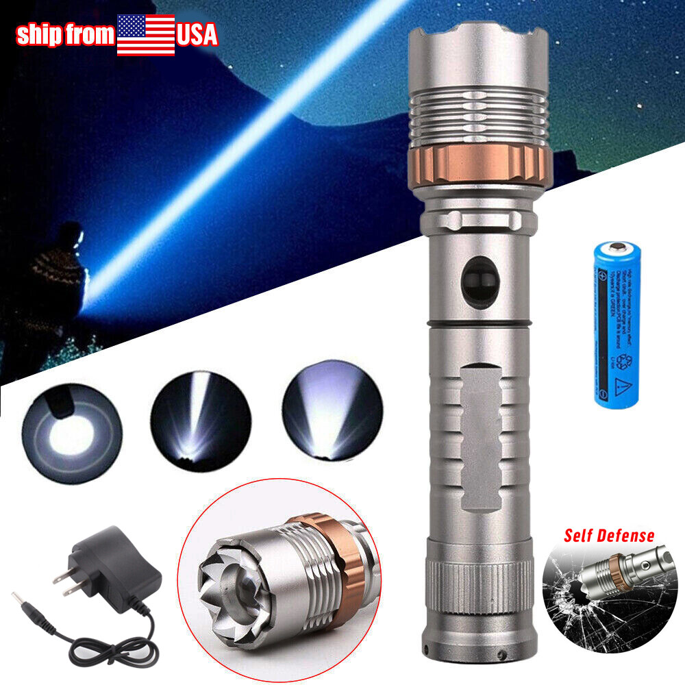 Brightest 9500000LM Police Tactical Flashlight Rechargeable High Power Led Torch