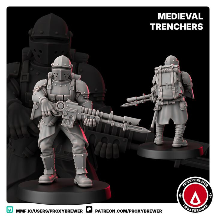 Medieval Trenchers Tabletop 28mm Sci-Fi Grimdark Guard Trench Crusade Modular