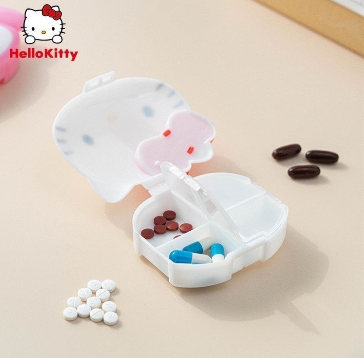 Sanrio Hello Kitty 4 Grid Pill Case Compact Travel Japan New