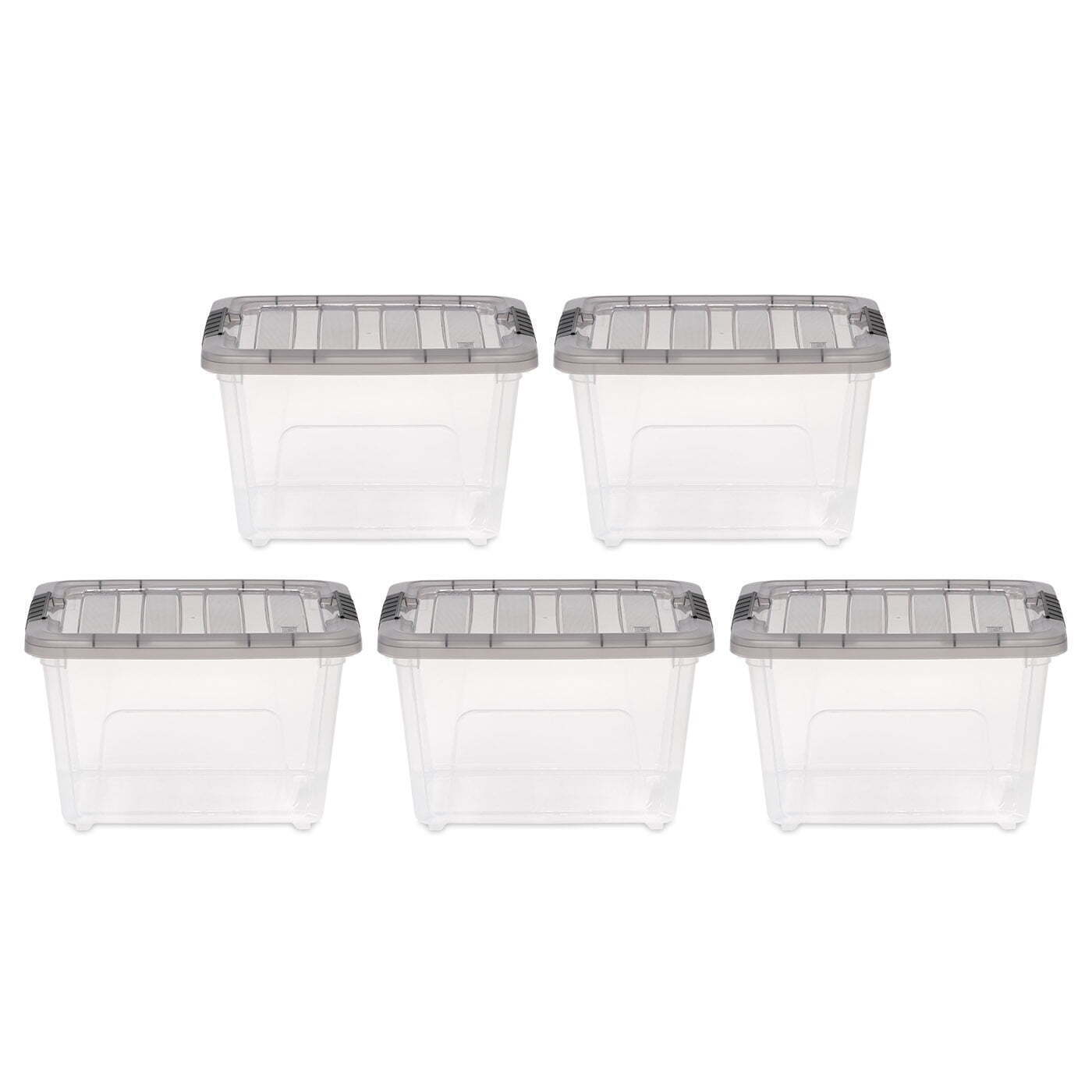 USA 19 Qt Stack & Pull Clear Plastic Storage Box Containers Organzier Bin 5 Pack