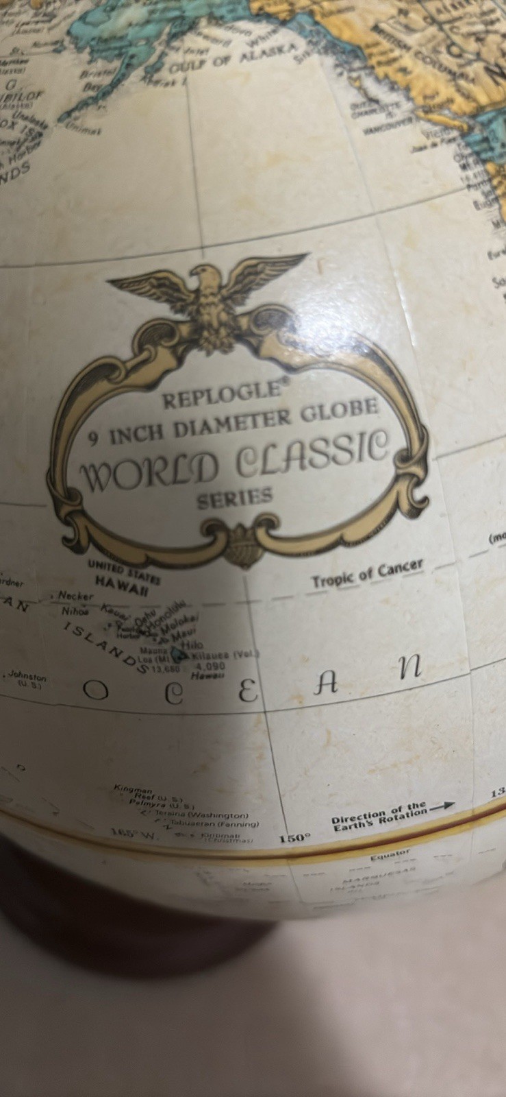 Replogle World Classic Series 9in Tabletop Globe Rotating Wood Base