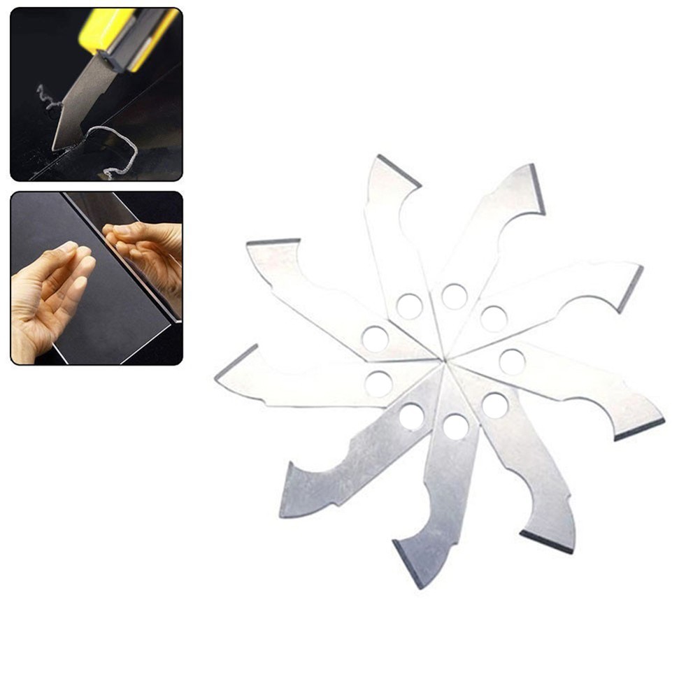 Silver Alloy Steel Hook Blade for Plastic Cutting 10Pcs Replacement Pack
