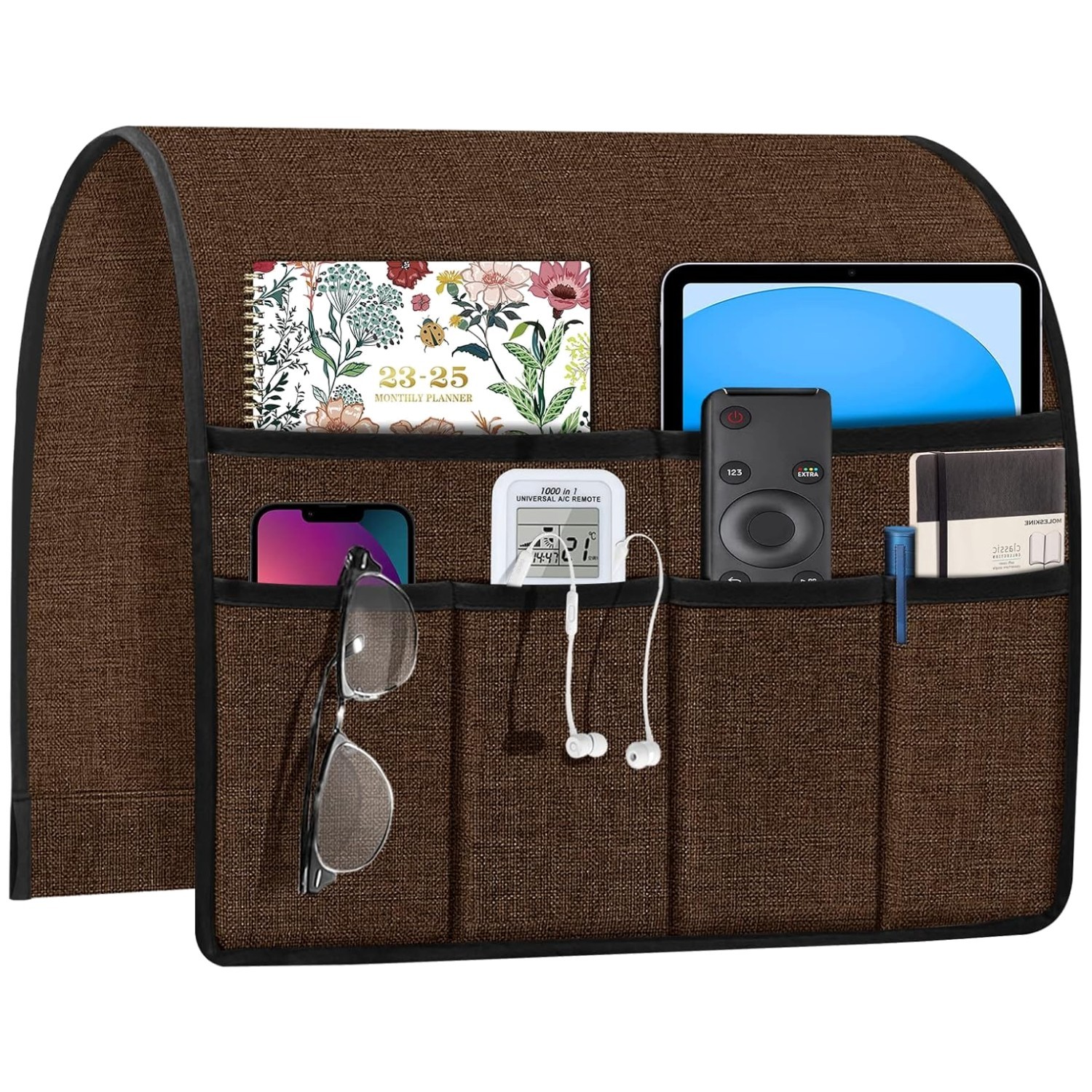 Sofa Armrest Organizer with 6 Pockets, Tablet Phone Storage