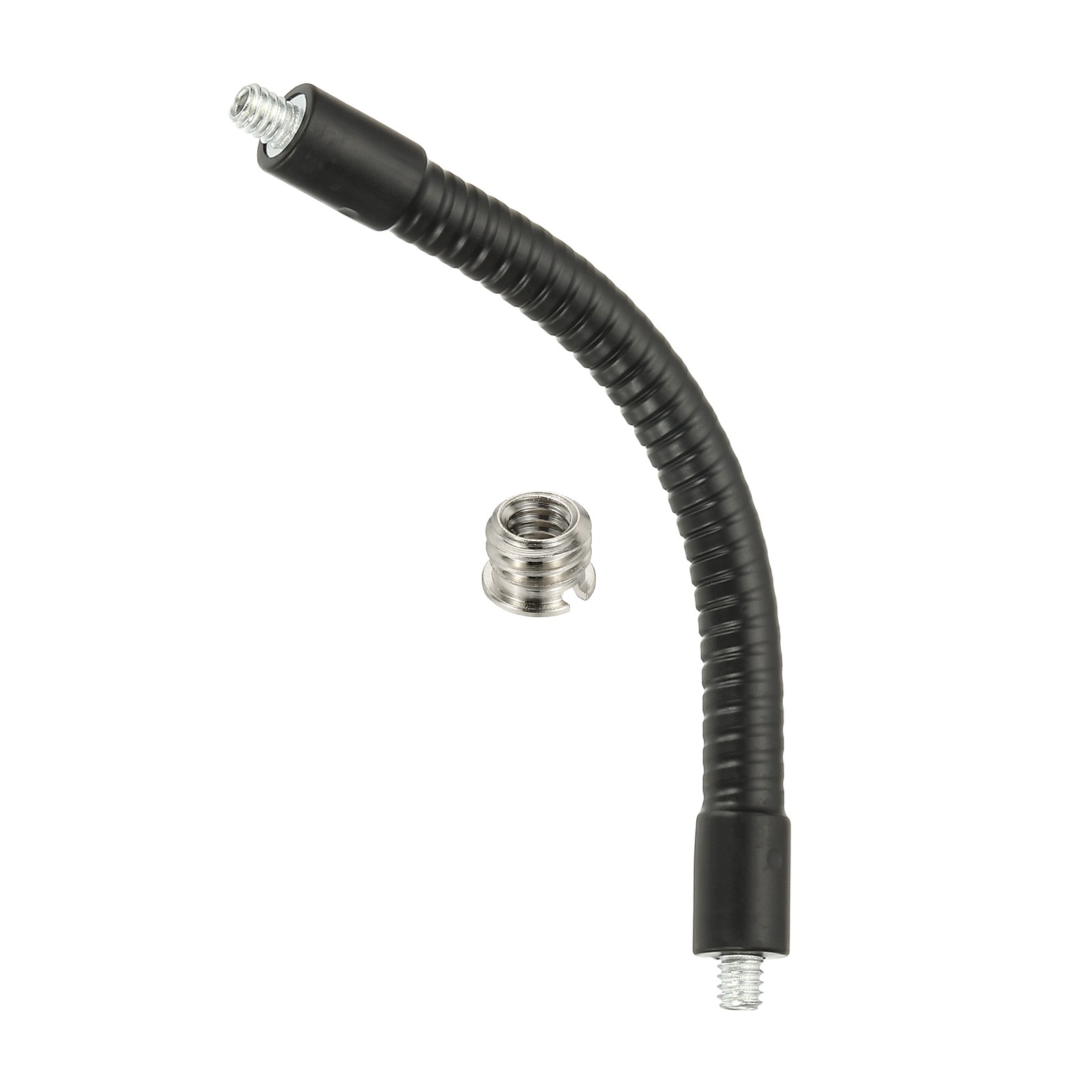 6" Gooseneck 1/4"-20 Male to Male Thread with Reducing Screws Black