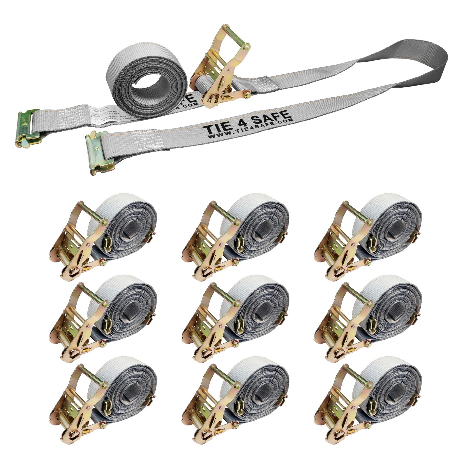 10 Pack 2" X 16' E-Track Ratchet Tie Down Strap Truck Trailer Enclosed Cargo Van