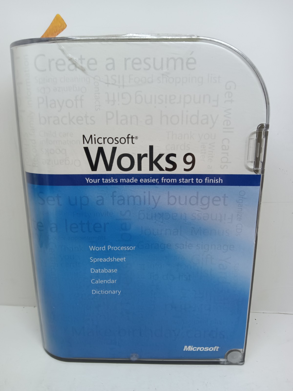 Microsoft Works 9 Windows Software Tool Word Processor Spreadsheet DB W/ Case