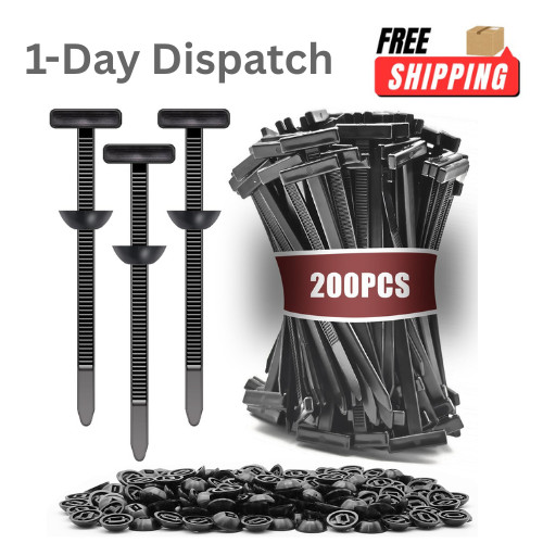 BWEALT 200 Pack Nylon Cable Tie Buckle Push Pin UV Resistant