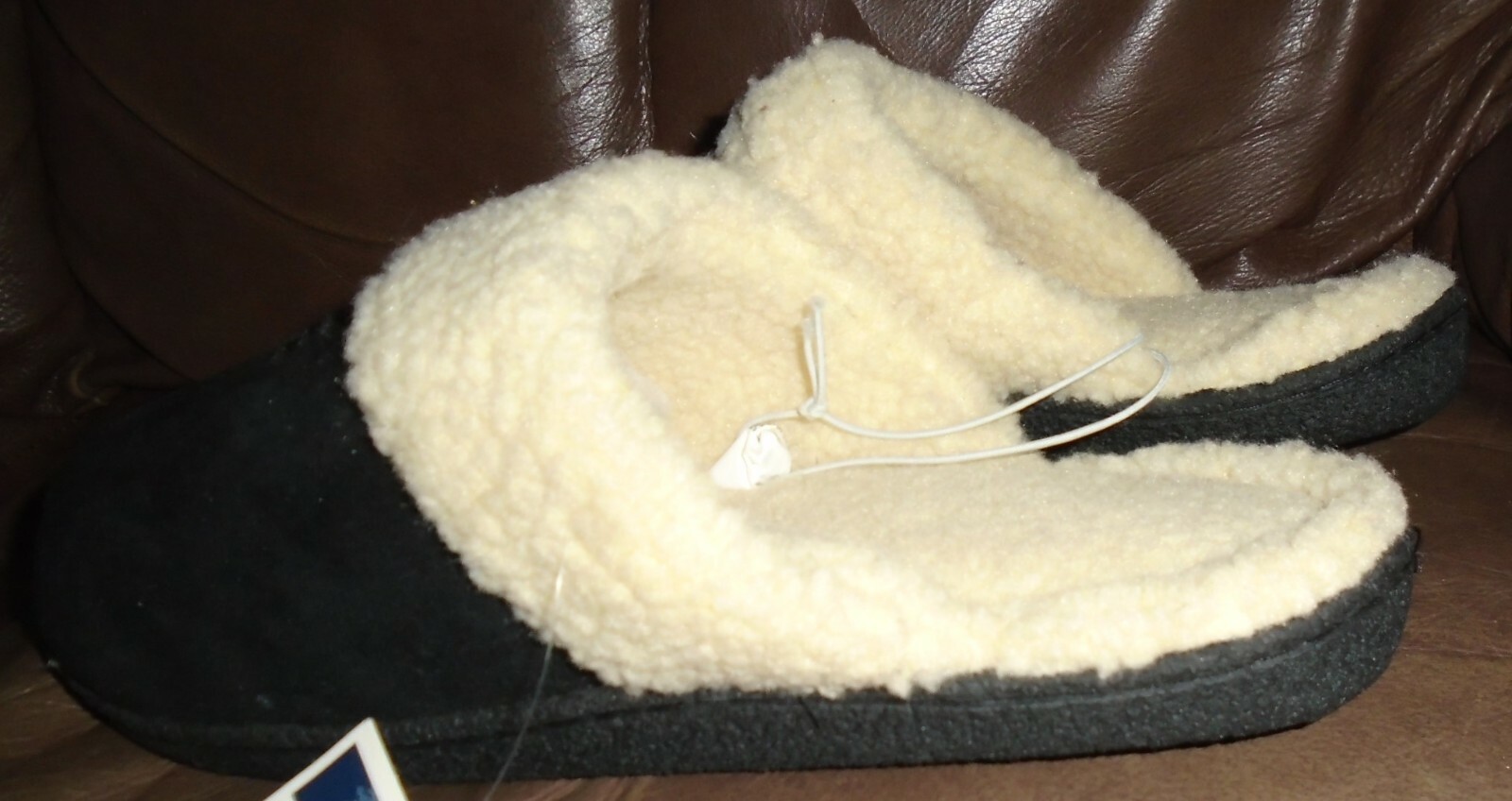 West loop - Black Plush Microfiber Slipper MEN"S Size Small 7/8 NWT