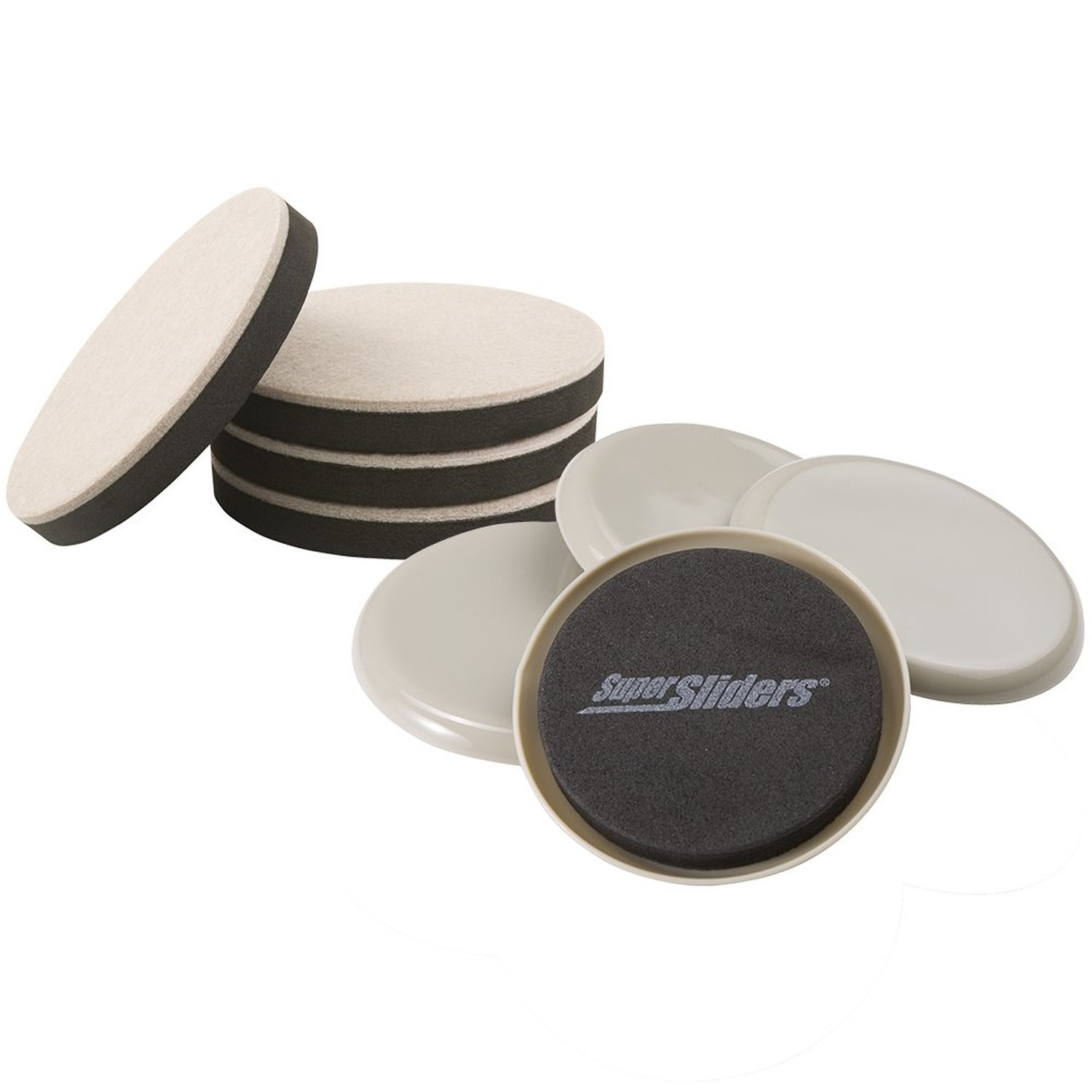 Super Sliders 7" Round Reusable Furniture Sliders- Large Multi Surface Pack t...
