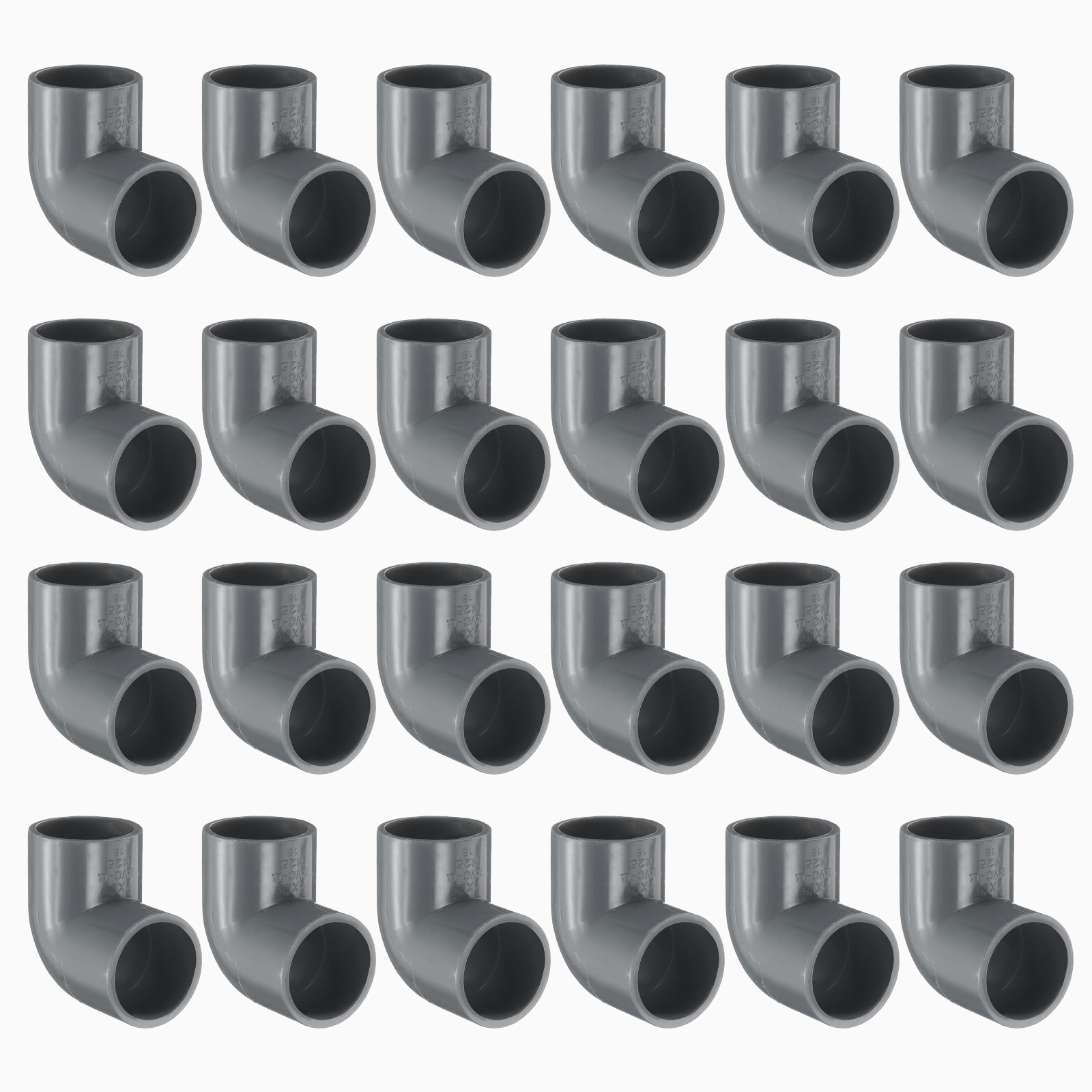 24 Pcs 3/4 Inch 90 Degree Elbow Pipe Fittings 2 Way, Grey