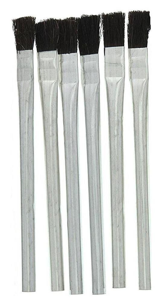 6 piece 6" Metal Craft Hobby Glue Acid Brush Set Small Bristle Parts Cleaning