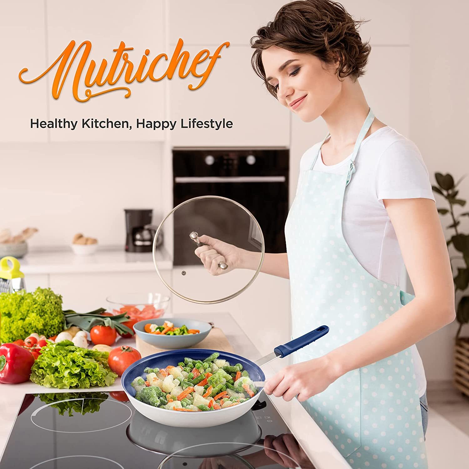 Nutrichef NCFRLD12 12" Frypan W/ Lid