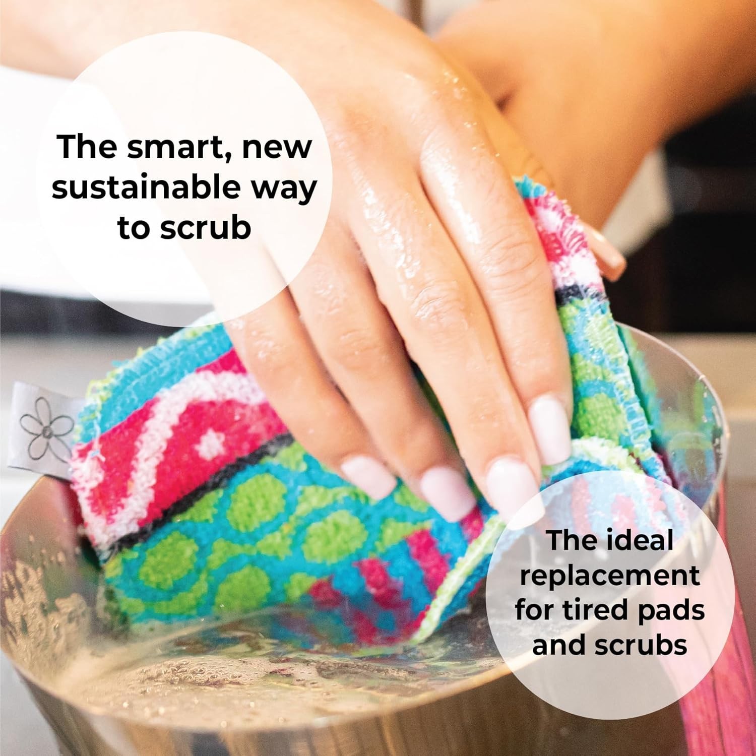 Sustainable Soft Scrub Pads in Assorted Designs - 2-Pack Non-Scratch